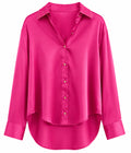 Fuchsia Satin Blouse With Silver Accents