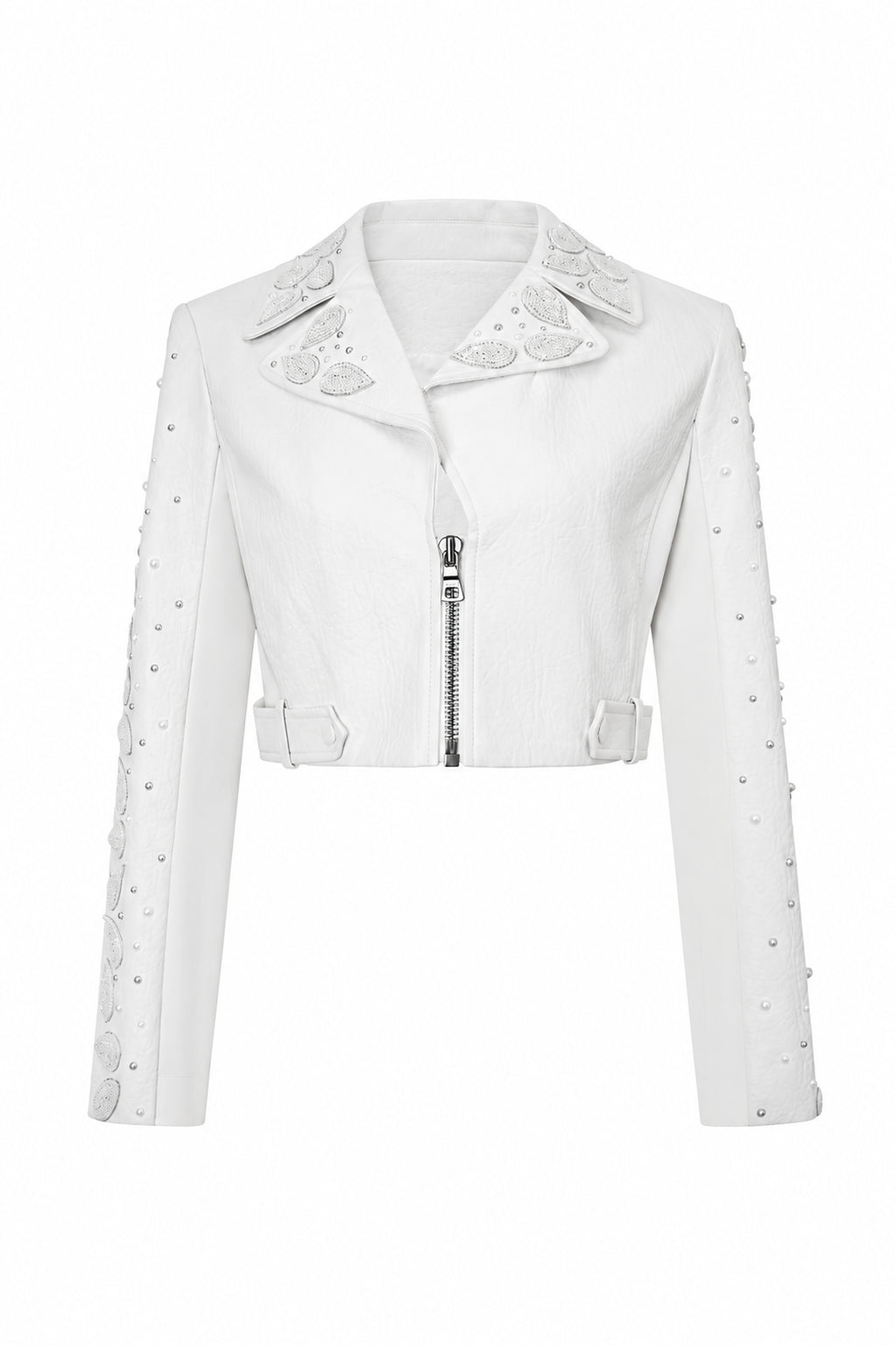 White Leather Jacket w/ Embellishments
