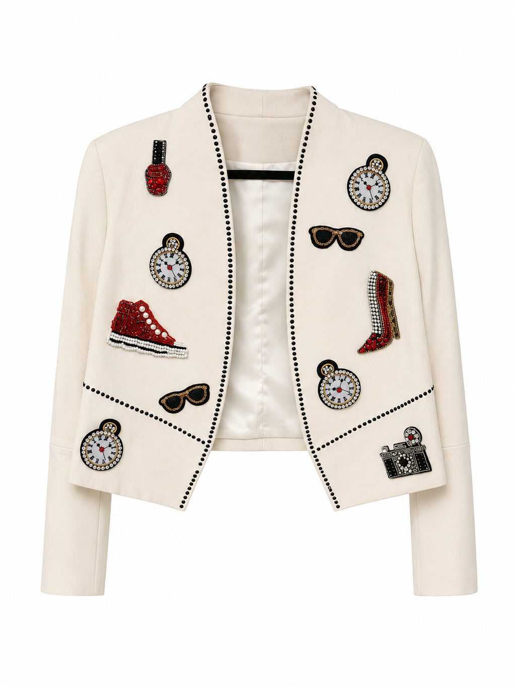Embellished Ivory Jacket with Jewel Motifs