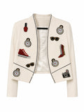 Embellished Ivory Jacket with Jewel Motifs