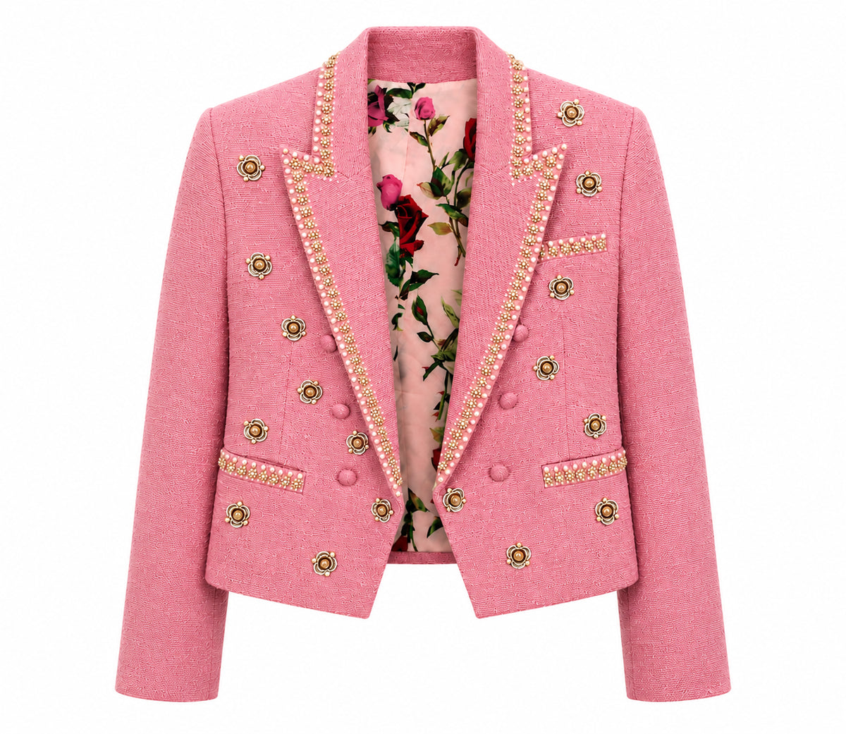 Pink Pearl Embellished Blazer
