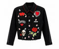 Black Denim Jacket With Embroidered Patches