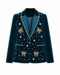Velvet Butterfly Embellished Blazer