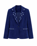 Suede Klein Blue Studded Blazer