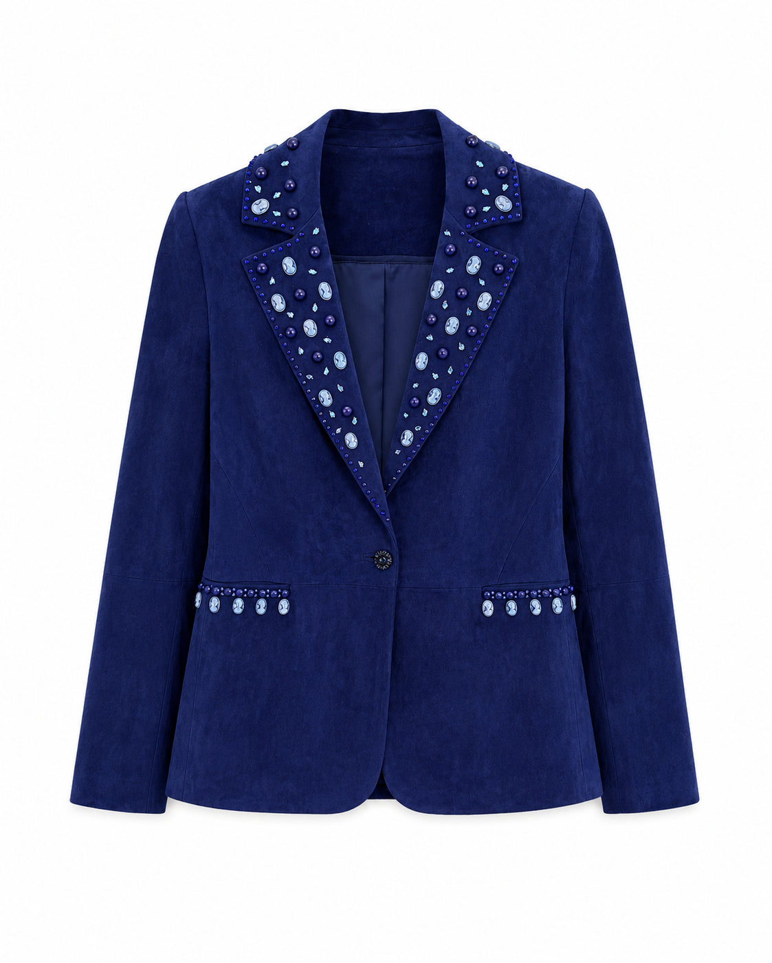 Suede Klein Blue Studded Blazer
