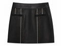Black leather mini skirt with studs