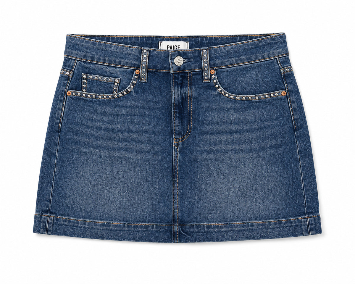 Studded Denim Mini Skirt