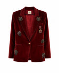 Burgundy Embellished Velvet Blazer