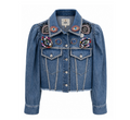 Embellished Blue Denim Eye Jacket