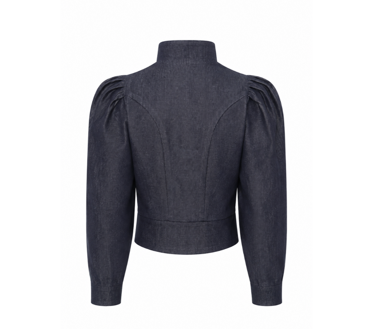Ornate Navy Denim Jacket with Moth Brooch