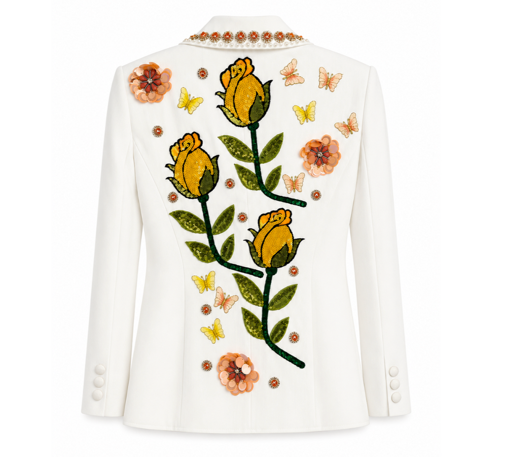 Cream Embellished Blazer