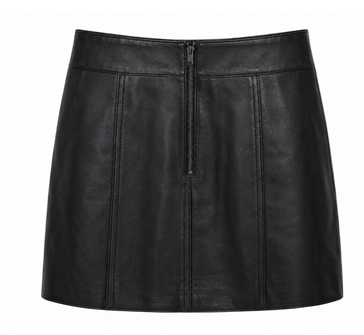 Black leather mini skirt with studs