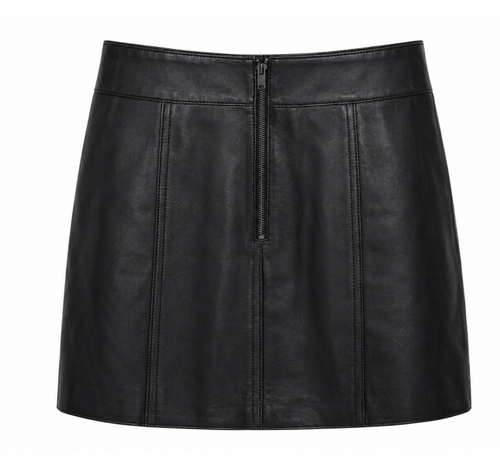 Black leather mini skirt with studs