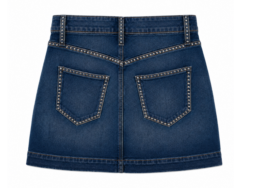 Studded Denim Mini Skirt
