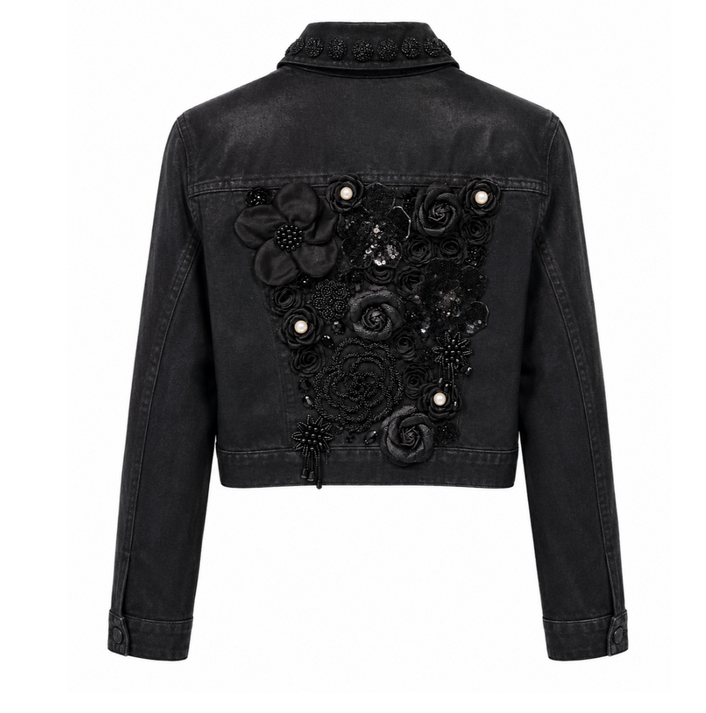 Embellished Black Cropped Jacket