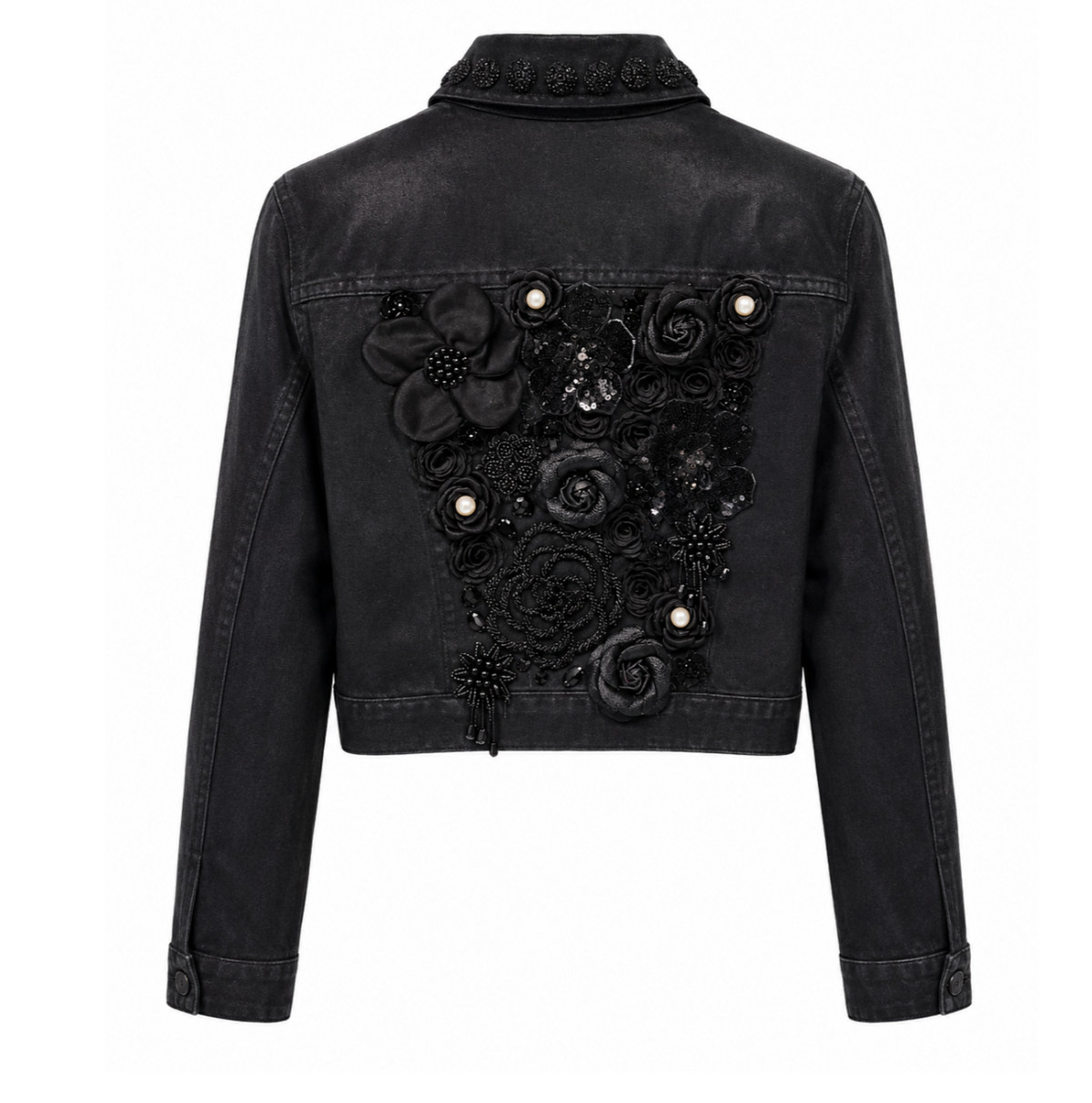 Embellished Black Cropped Jacket