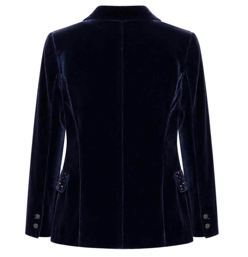 Studded Navy Velvet Butterfly Blazer
