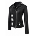 Leather Black Floral Embellished Jacket