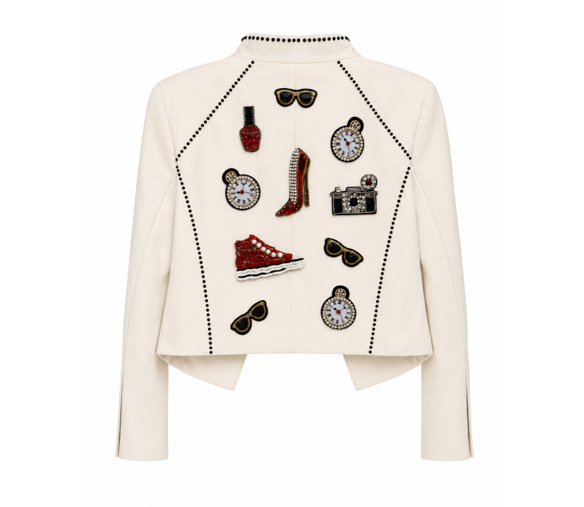 Embellished Ivory Jacket with Jewel Motifs