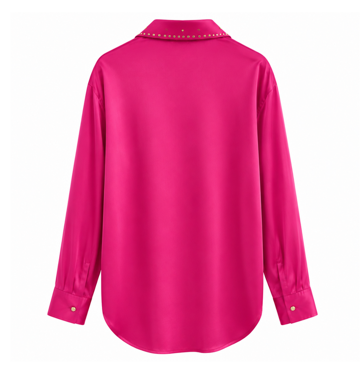 Fuchsia Satin Blouse With Silver Accents