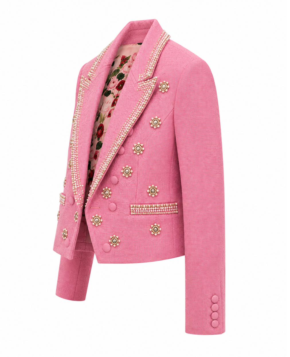 Pink Pearl Embellished Blazer