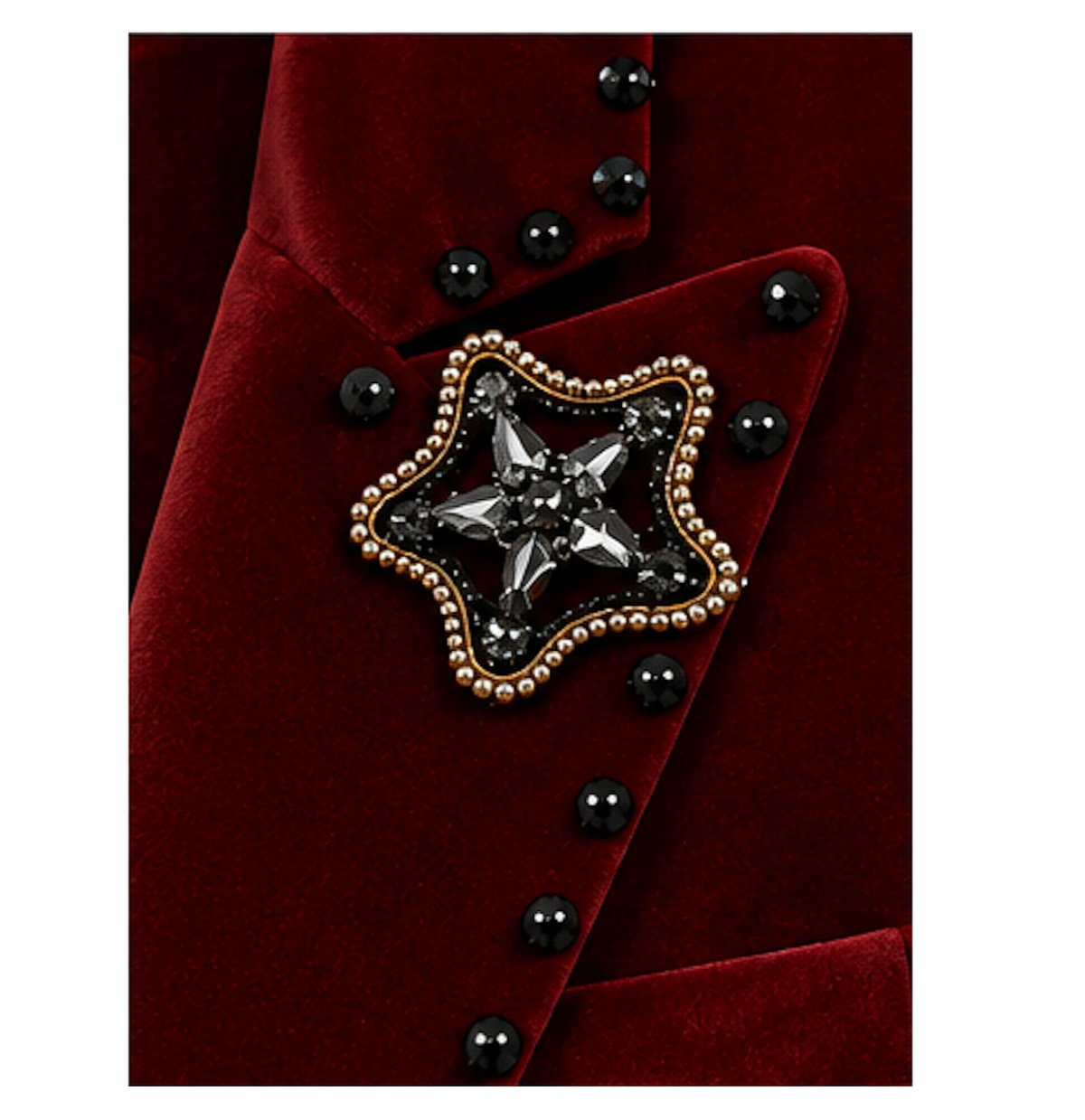 Burgundy Embellished Velvet Blazer